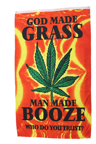 God Made Grass- Man Made Booze 3'x5' Flags